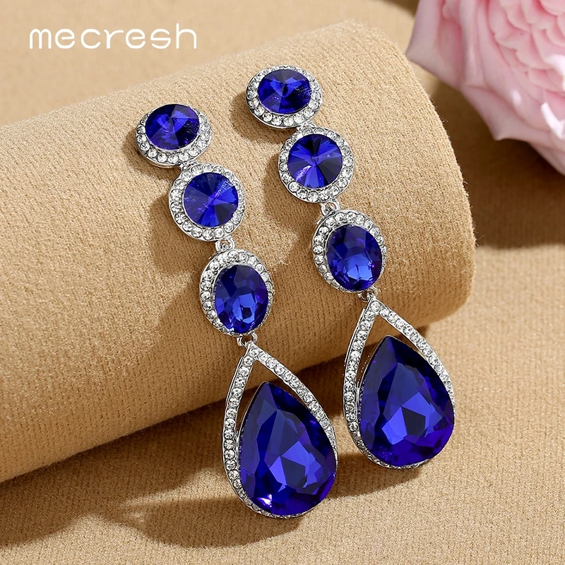 Mecresh массивные Большие Длинные свадебные Висячие серьги для женщин модная