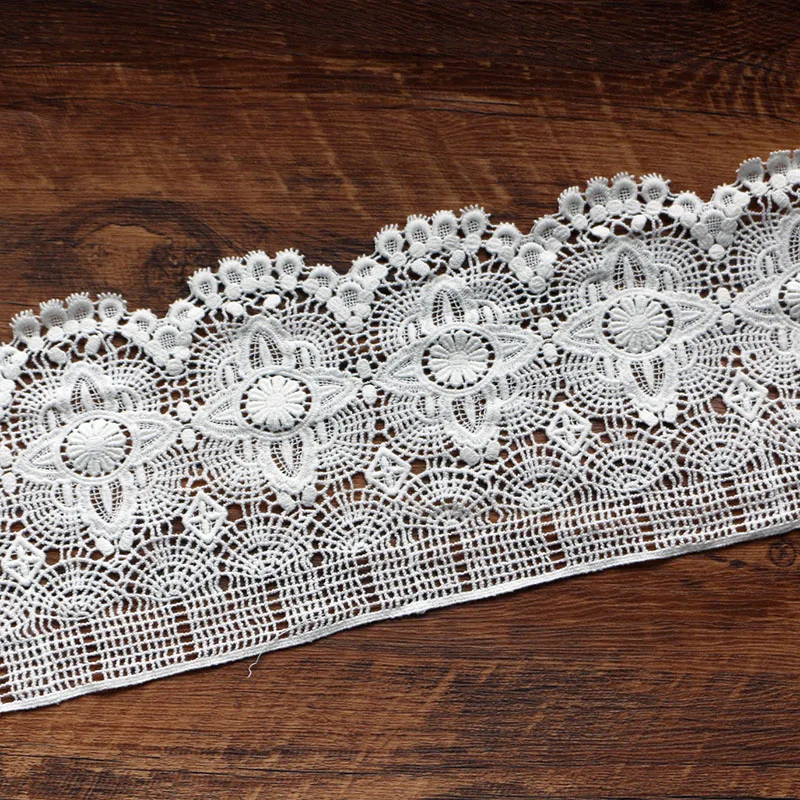 

1 ярд, ширина 16,5 см, белая Водорастворимая молочная шелковая лента, ажурная кружевная отделка, ткань для шитья свадебного платья, рукоделия
