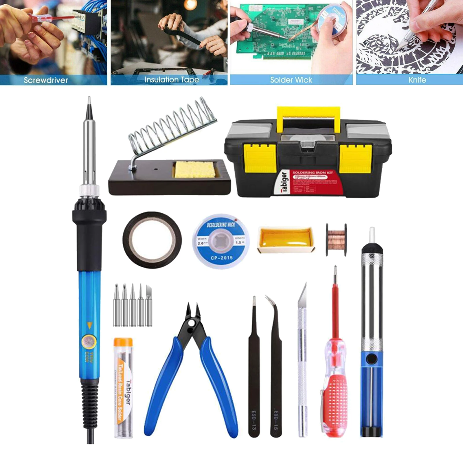 

220V 60W Electric Soldering Iron Gun Tool Kit Welding Desoldering Pump Tools Set