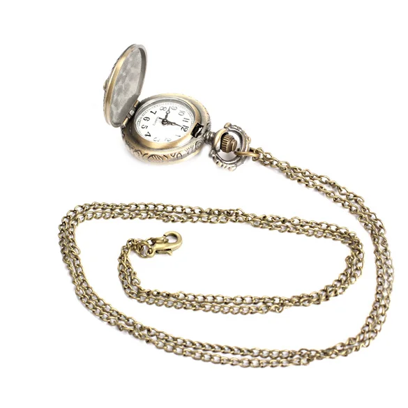 

Women Men Pocket Watch Vintage Retro Small Size Owl Caving Pattern Long Necklace Clock SWD889