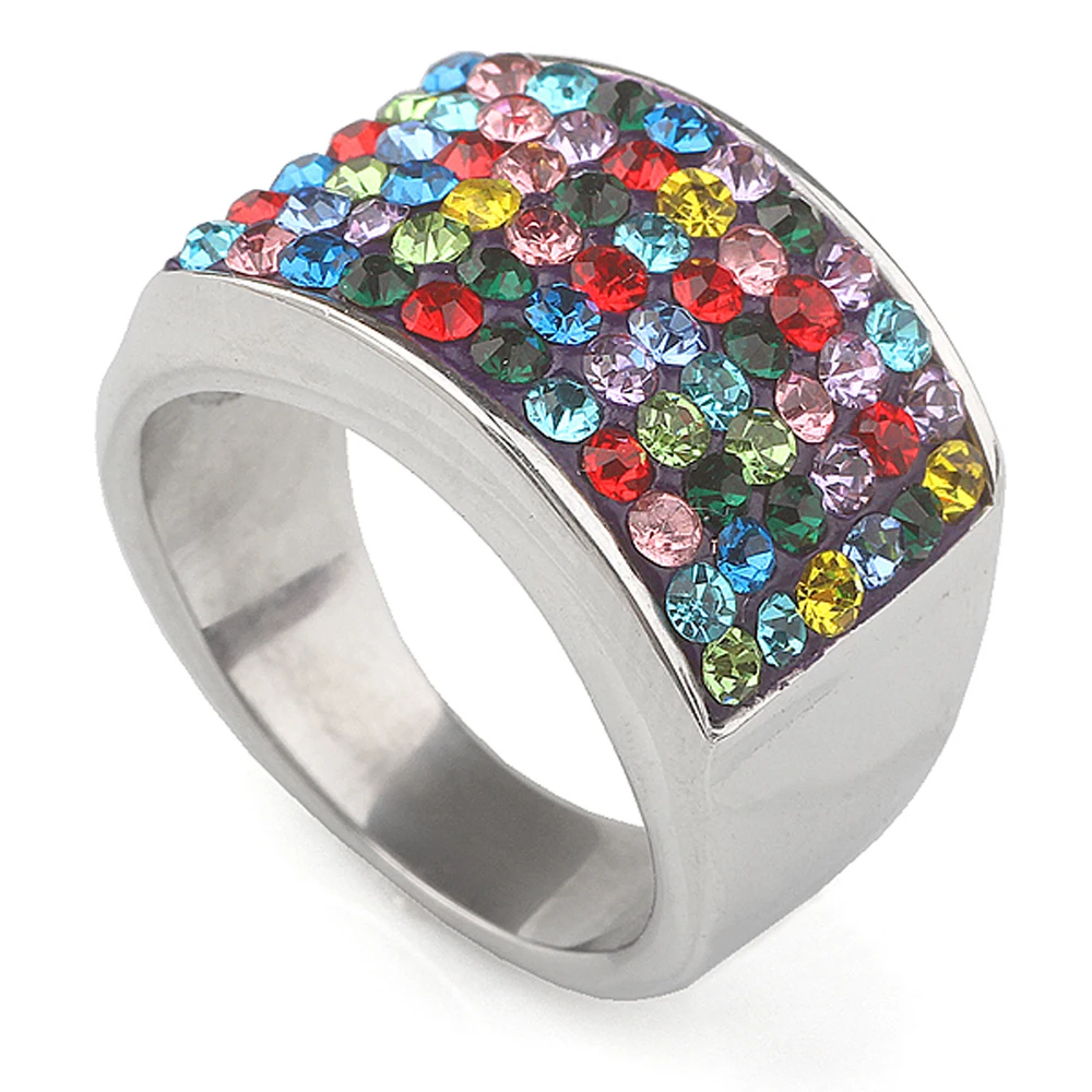 Простой дизайн белые и черные кольца в горошек для женщин нержавеющая сталь