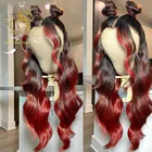 Парики из натуральных волос красного цвета, 13 х4, плотность 150%, перуанские волнистые волосы Реми, без клея, парик из детских волос