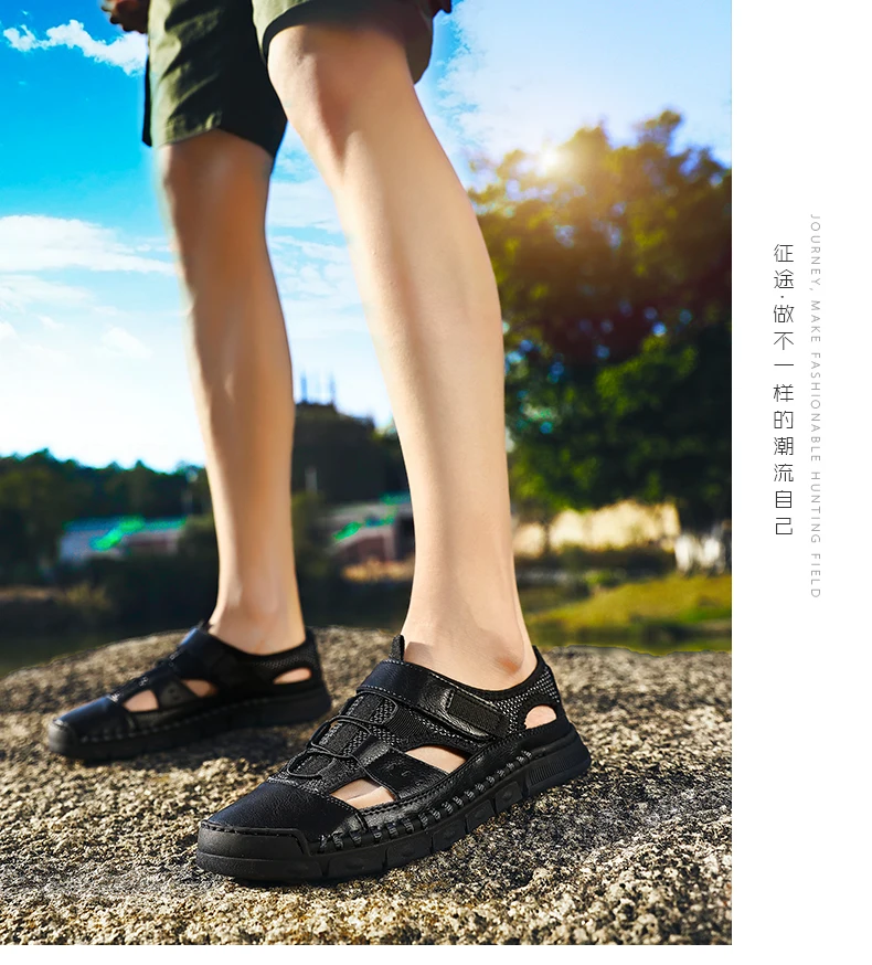 Brand New Fashion Summer Beach Breathable Men Sandals Genuine Leather Men's Sandal Man Causal Shoes Plus Size 38-46