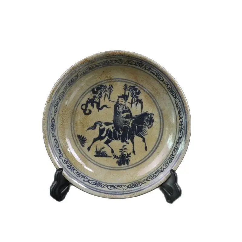 

Early collection of xuandenian imitation ancient porcelain open blue and white figure pattern appreciation plate