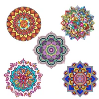 fashion iron on patches mandala flowers stripes thermo stickers on clothes heat transfer fusible sticker custom patch
