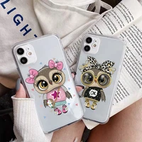 animal owl phone cases for iphone 11 12 13 pro xs max mini x xr se2020 for iphone 7 8 plus case soft back cover tpu clear fundas