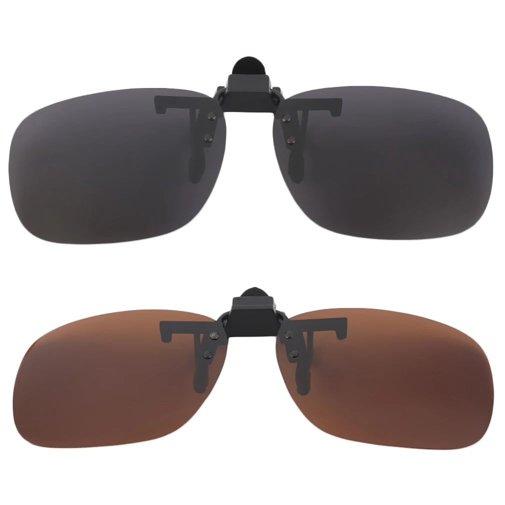 Polarized Clip On Sunglasses UV 400 TAC Plastic + Metal Clip-on Flip-up Driving Glasses lens Black/Brown Color | Аксессуары для