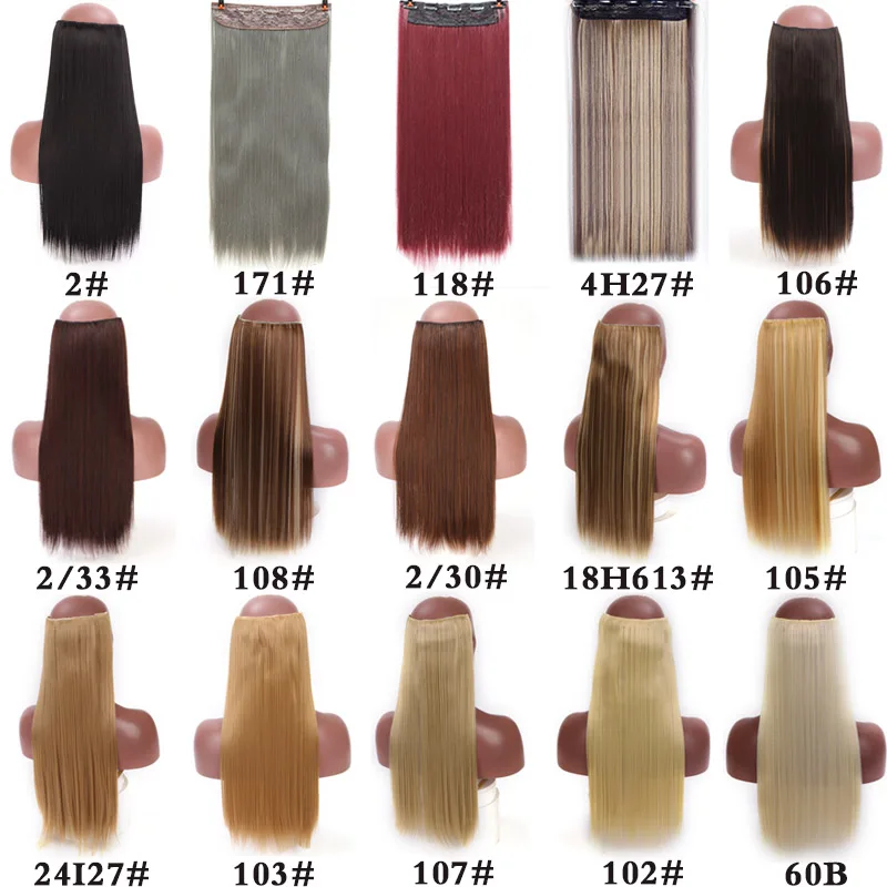 Женские длинные прямые накладные волосы AILIADE синтетические на 5 заколках