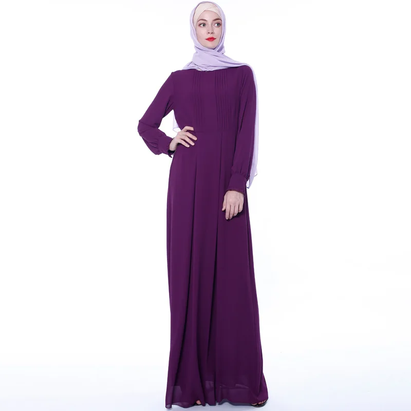 Мусульманское исламское Африканское модное платье с круглым вырезом, плиссированное шифоновое кимоно, малазийский халат, элегантная женск...