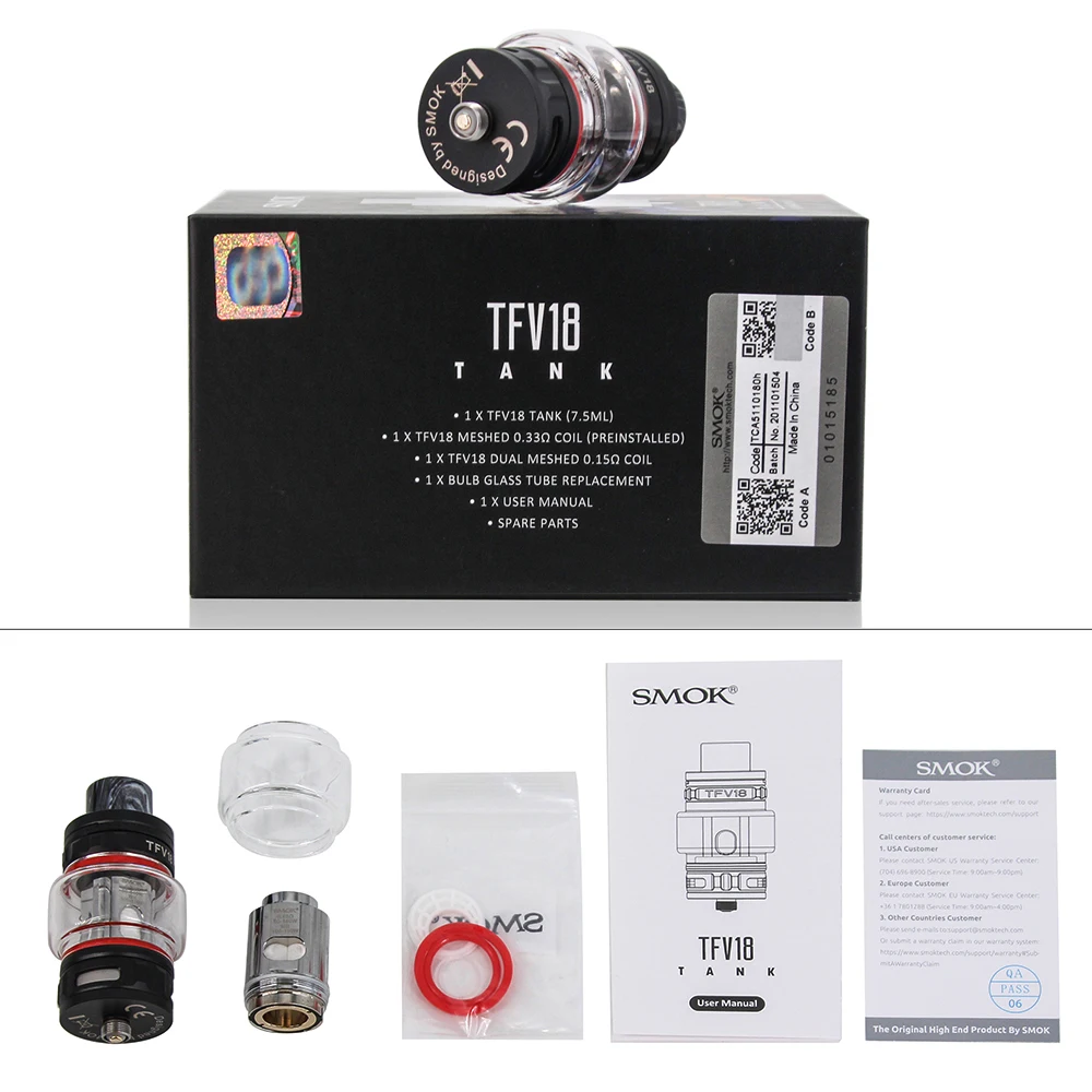 Оригинальная система SMOK TFV18 электронная испарительная катушка 7 5 мл DL / RDL Fit Arcfox