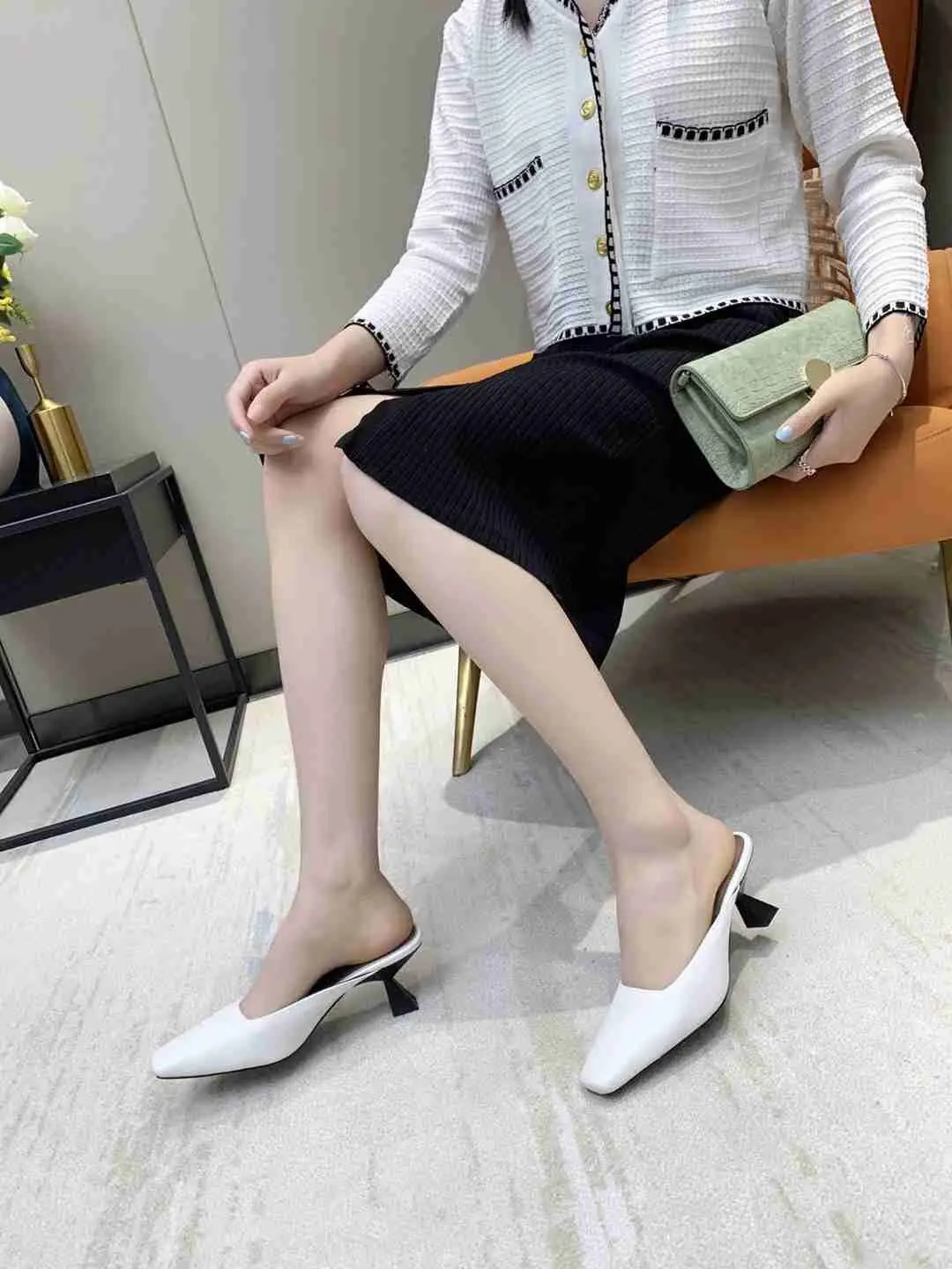 

Luxury Brand Sexy Party Strange High Heels Slingbacks Sandals Square Toe Women Dress Wedding Shoes Genuine Leather Slippers