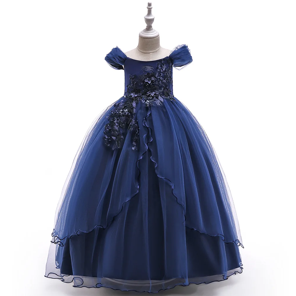 

Teen Girls Vintage Elegant Ball Gown Wedding and Party Dress Princess Lace Long Dress Kids Frock 5-14yrs dinner perform dresses