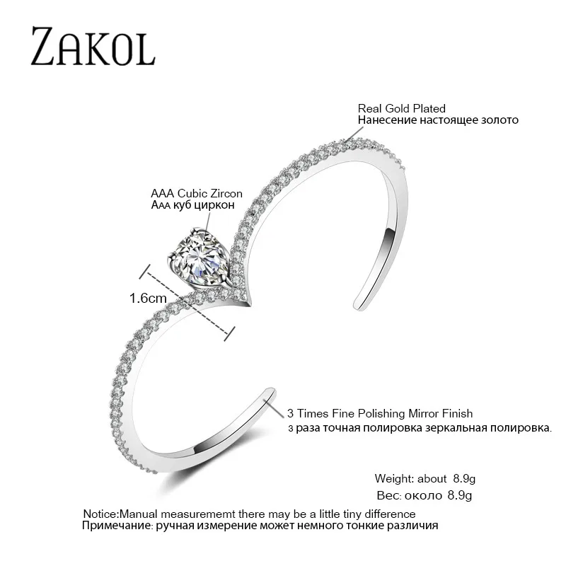 Модные черные браслеты ZAKOL с кубическим цирконием модные браслеты-манжеты для