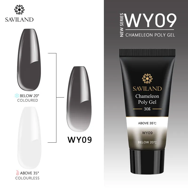 WY09 SAVILAND 30 мл изменение температуры поли гель термальный быстрое строительство акриловый поли гель замочить от УФ светодиодный строительный Гель-лак для нейл-арта - Цвет: WY09