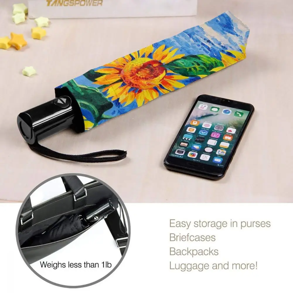 Солнечный зонт масляная живопись с подсолнухами автоматический складной