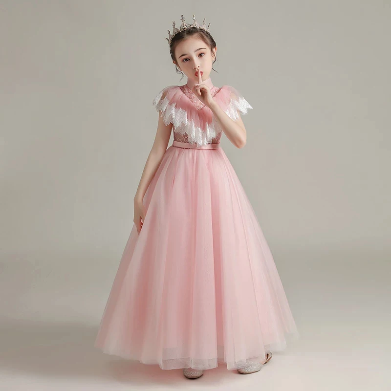 

Girl Flower Dresses for Weddings Tulle Lace Appliques Princess Dress Sleeveless Kids Party Communion Dress