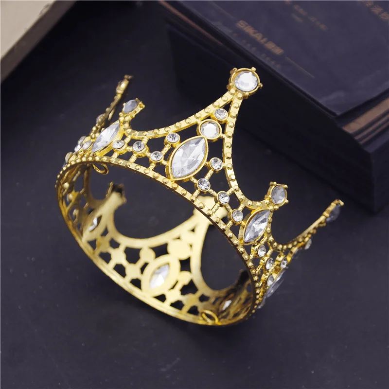 Birthday Crown Cake Decoration Small Circle 8cm Children Diadem Bridal Wedding Hair Jewelry Tiaras Head Ornaments images - 6