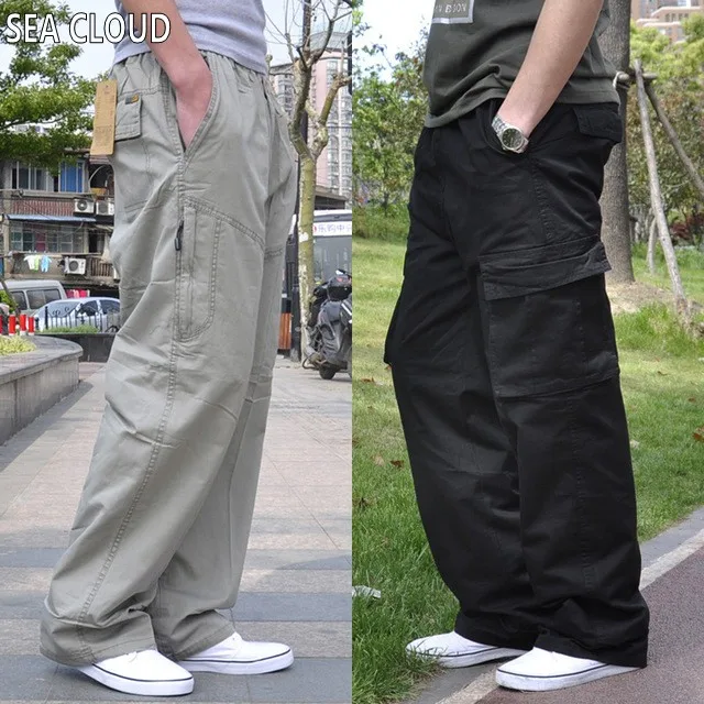 

82 Free shipping Plus size male casual pants loose 100% cotton fat thin plus size pockets loose long trousers 5xl 6xl