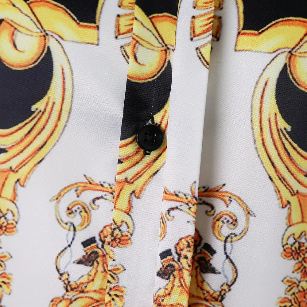 Новинка 2020 роскошные Брендовые мужские рубашки с цветочным принтом повседневные