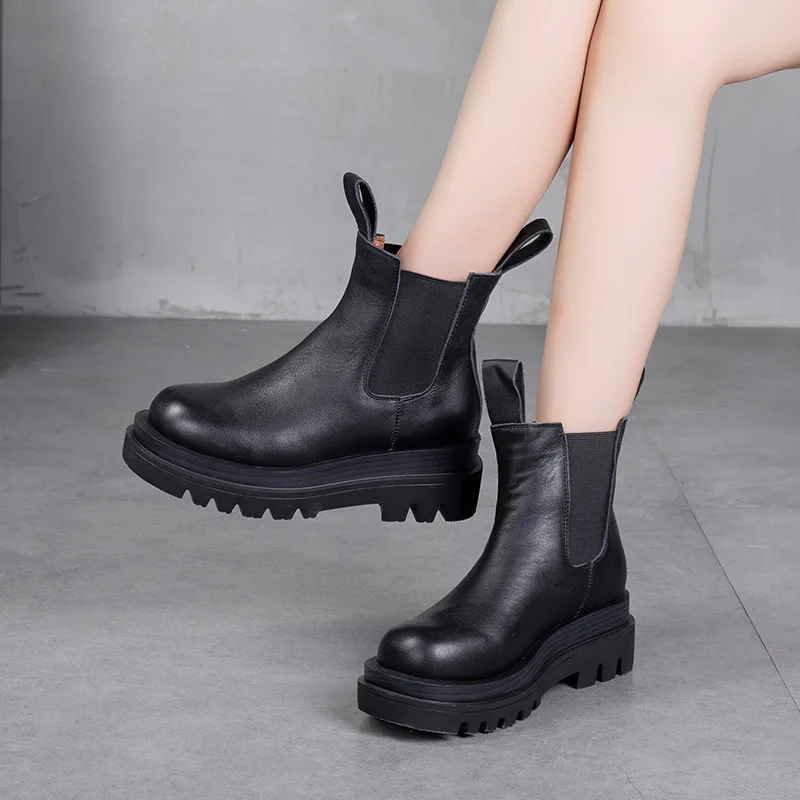 Ботинки челси женские кожаные на высоком каблуке свадебная обувь для женщин