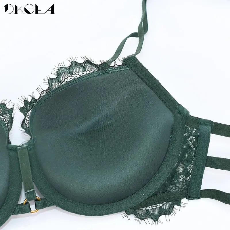 brand hot sexy bra panties sets thick underwear set women push up bras b c d cup fashion brassiere green lingerie gather deep v free global shipping