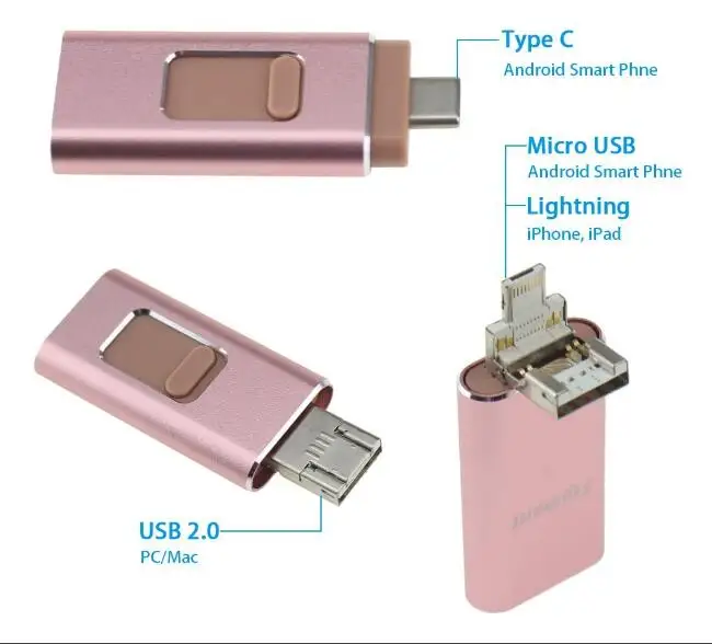 4 в 1 Micro USB флэш диск Type C 16 ГБ 32 64 Гб 128 256 накопитель OTG для iPhone/Android/планшетного ПК|USB