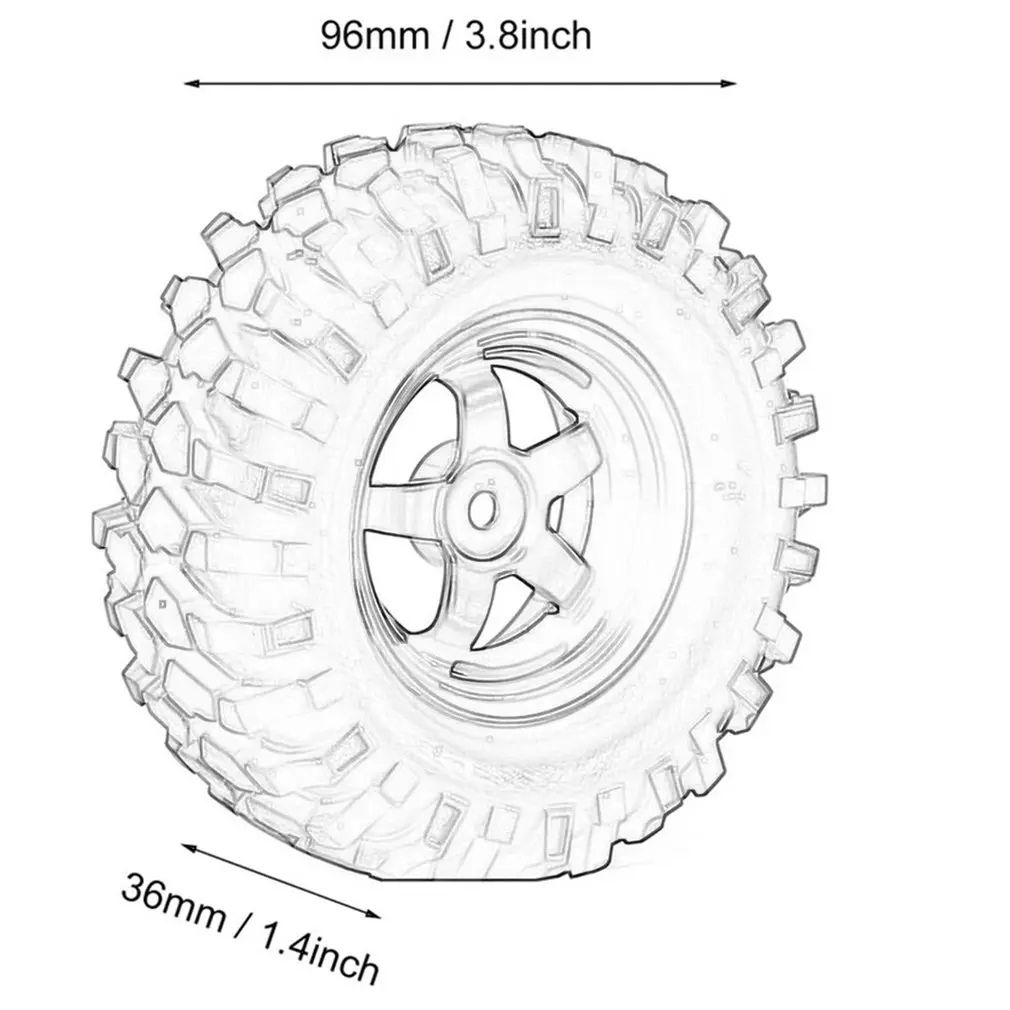 

4pcs 1.9 Inch 96mm Rubber Wheel Rim And Tire For 1/10 Hsp Redcat Traxxas Axial Scx10 D9 Off Road Rock Crawler Car Part RC Tires