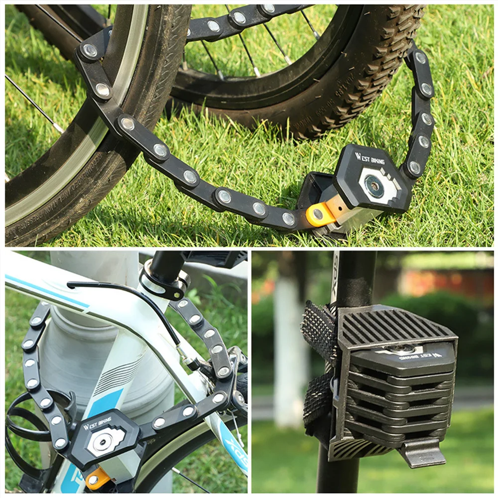 Замок цепи велосипеда с ключами Противоугонный складной замок сплав сильный