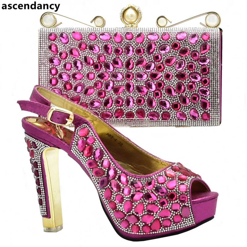 Новейший дизайн Свадебный комплект из обуви и сумки в нигерийском стиле