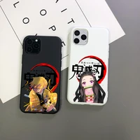 cute anime demon slayer black tpu soft silicone phone case for iphone 12mini 11 pro max 12pro max xs max xr 8 7plus se2020