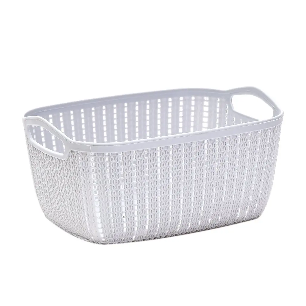 Креативная пластиковая ротанговая настольная корзина для хранения с ручкой