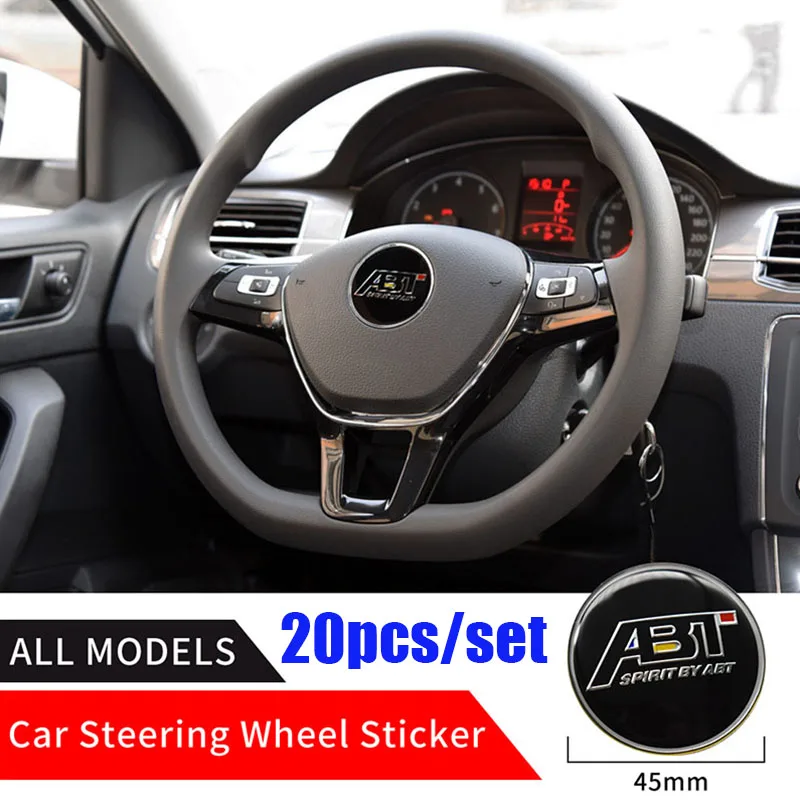 

20pcs 45mm Steering Wheel Badge Emblem Stickers for Passat B6 B7 CC Golf MK5 MK6 Tiguan car styling car 3d sticker for ABT Logo