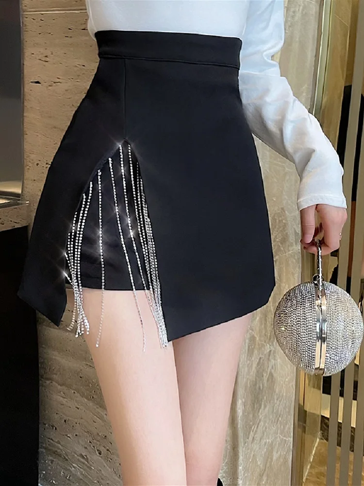 Женская мини-юбка в французском стиле юбка трапециевидной формы с разрезом