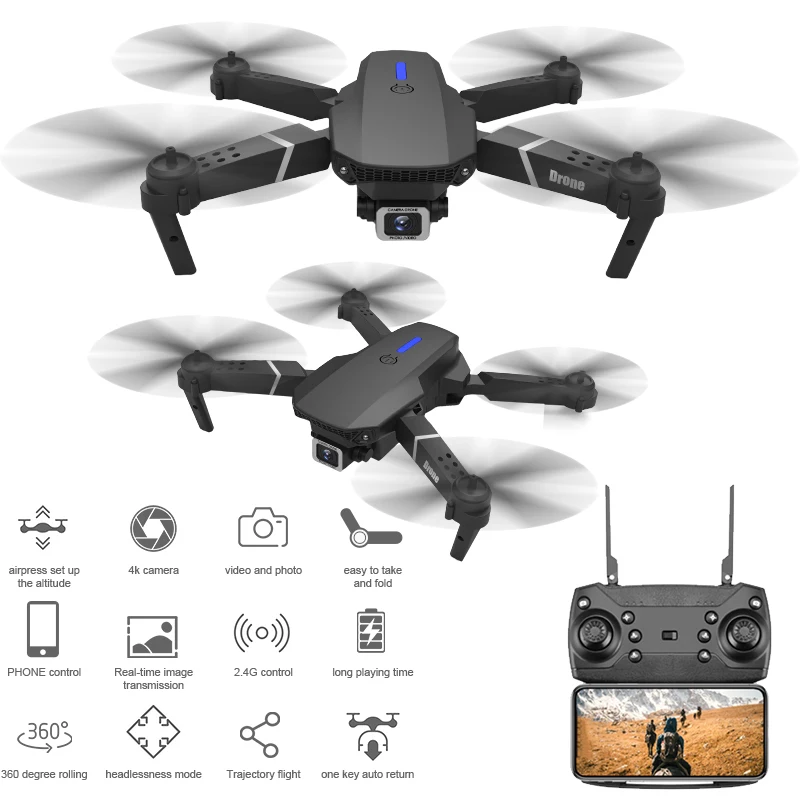 

E525 4K Three-sided obstacle avoidance drone RC Foldable Quadcopter WIFI FPV Dual cameras Wide Angle HD Height Hold Mode Toys