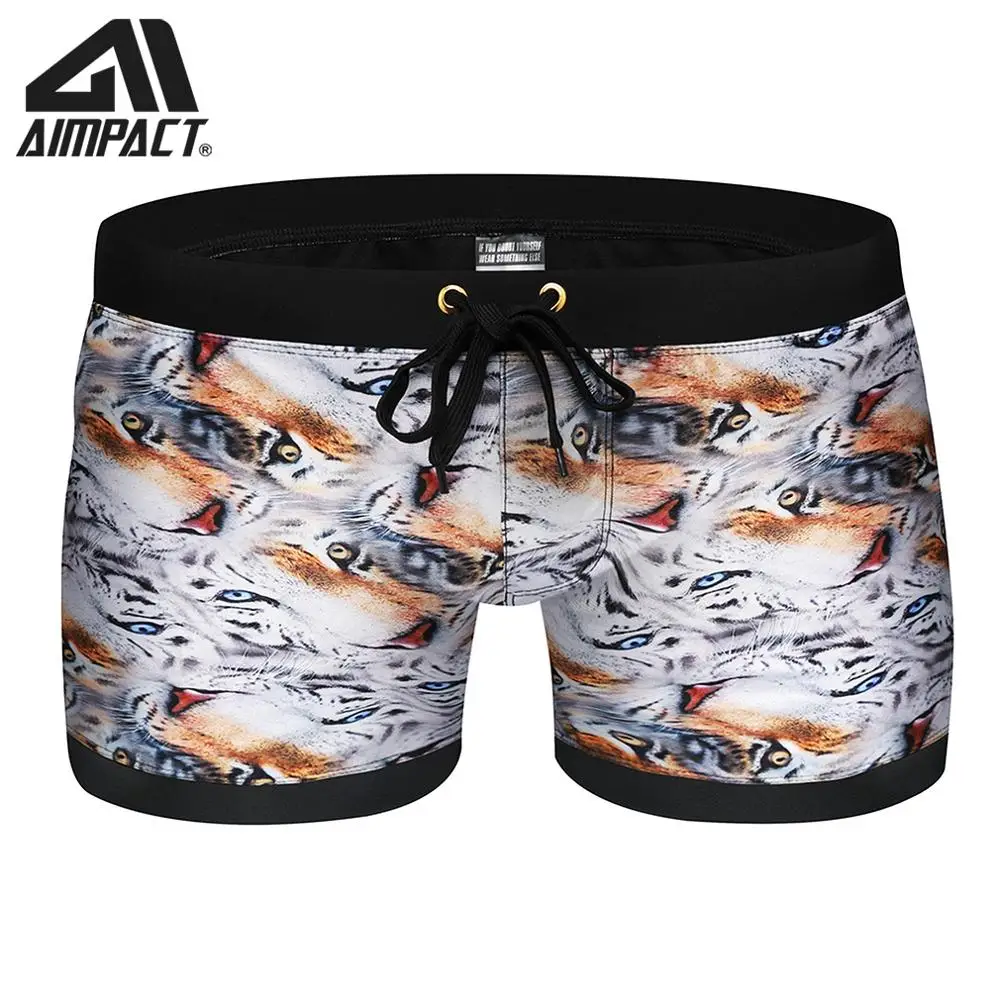 Mens Trunks Swimwear Swim Printed  Suits Swim Men Swimsuit Surf  Drawstring Mens Swimwear  Men Swimsuit Back Pocket AIMPACT