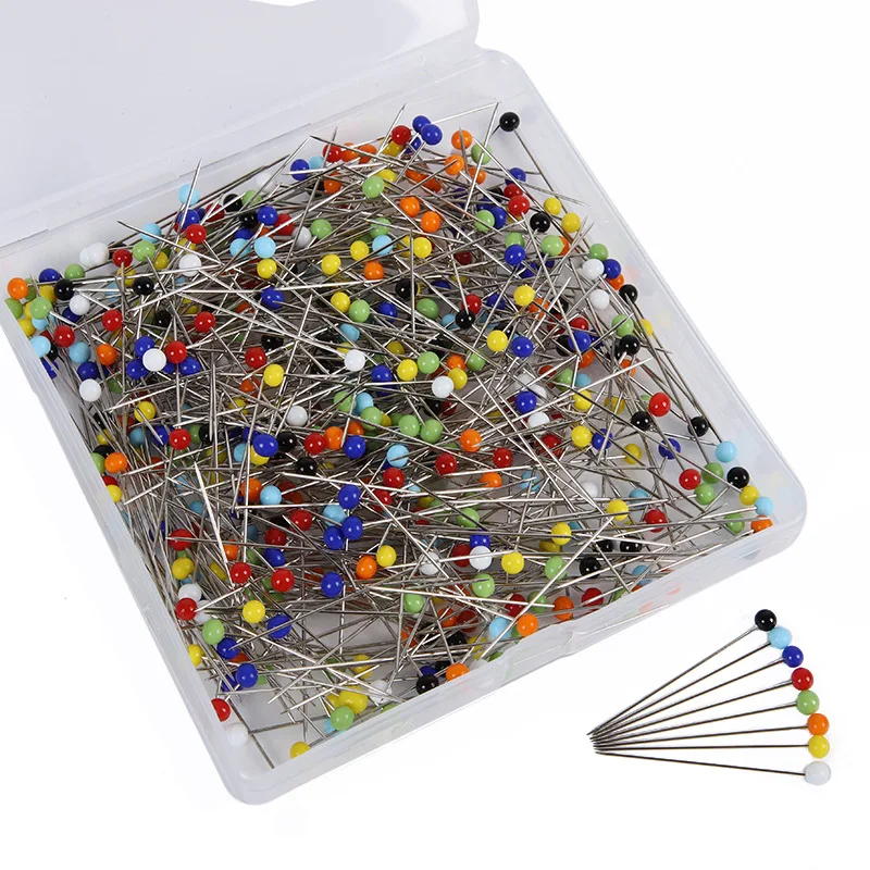 

500PCS Sewing Pins for Fabric Straight Pins with Colored Ball Glass Heads Quilting Pins for Dressmaker Jewelry DIY Craft