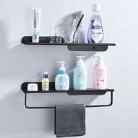 black and white bathroom shelf with towel bar space aluminum storage rack bath towel bathroom hanger towel rack 40cm