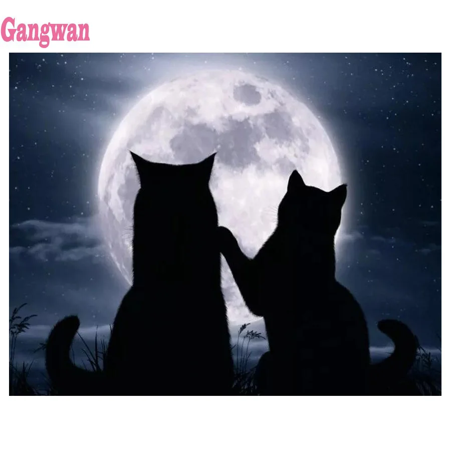 5D DIY алмазная живопись черный Кот полный квадрат/круглая Алмазная вышивка