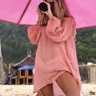 2021 хлопок пляжное платье накидка для плавания с длинным рукавом пляжная одежда накидка на плечи бикини Женская Туника Новинка