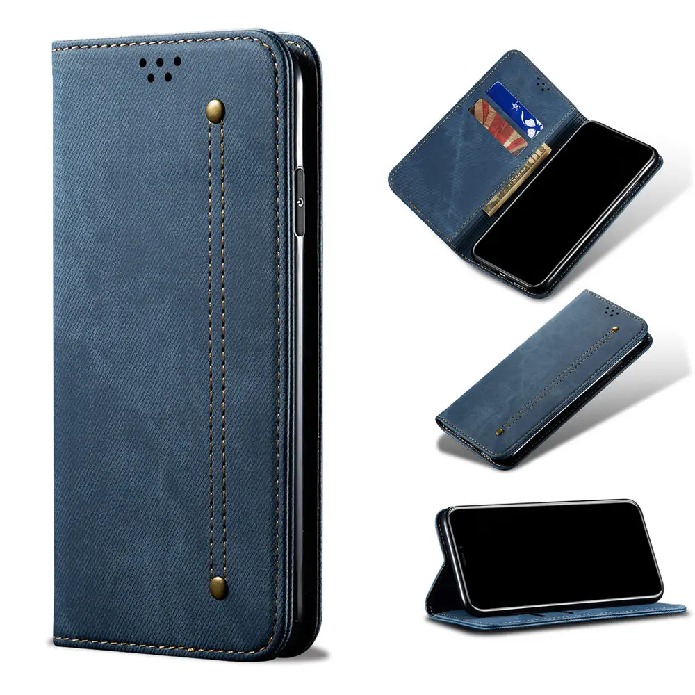 

For iPhone 7 8 Plus Denim Leather Magnetic Wallet Flip Cover Card Slot Foldable Holder Full Protective Cover For iPhone 7 8 Plus