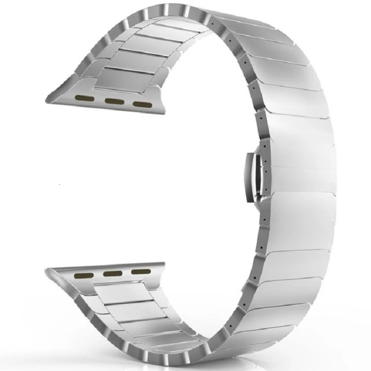 Роскошный браслет из нержавеющей стали для apple watch, 44 мм, серия 5, 4, 2, iwatch, ремешок из нержавеющей стали, 42 мм, с адаптерами - Цвет ремешка: silver