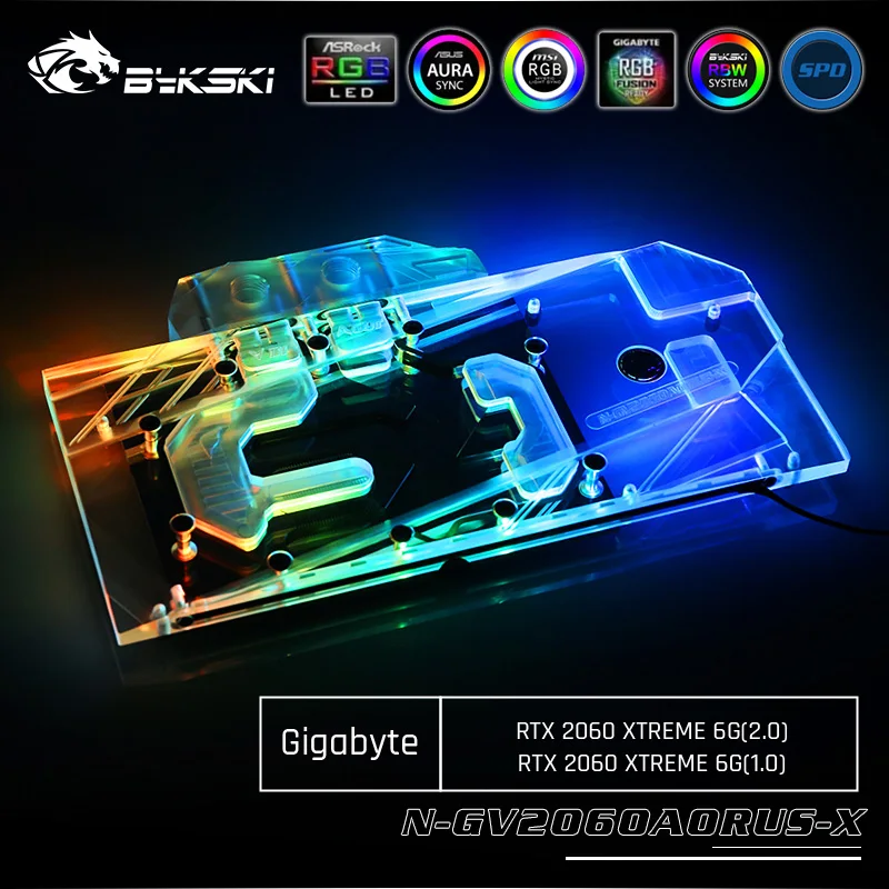 Bykski N GV2060AORUS X GPU Блок Водяного Охлаждения для Gigabyte AORUS RTX 2060 Xtreme 6G|Кулеры и системы