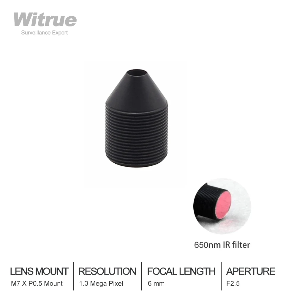 

Объектив Pinhole 6 мм M7 X P0.35 Mount 1.3MP 1/2.7 дюймов формат F2.5 диафрагма с 650nm ИК-фильтром для мини-камеры видеонаблюдения камеры безопасности s