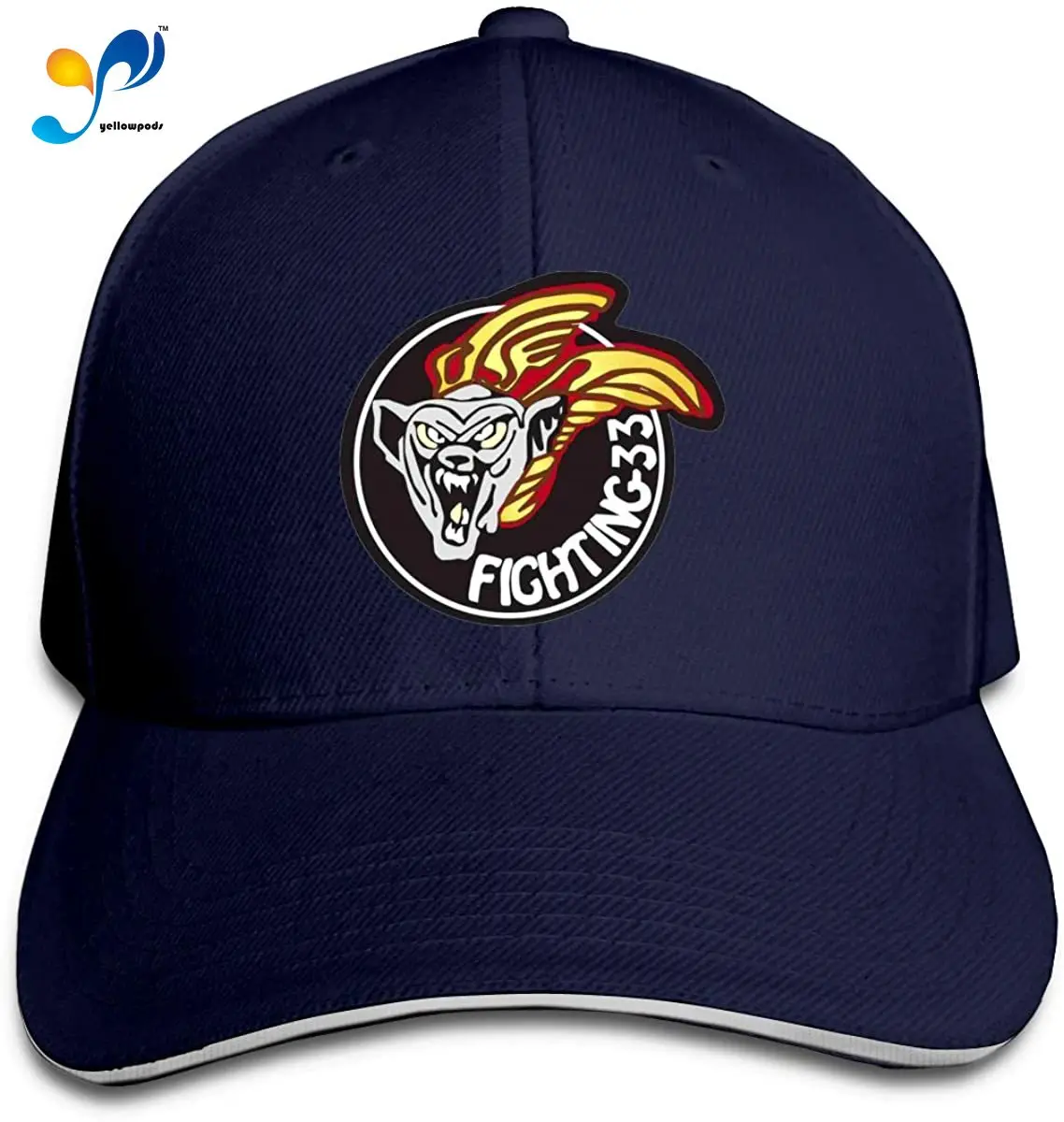 

33 'Fighting 33' Patch Men Cotton Classic Baseball Cap Adjustable Size