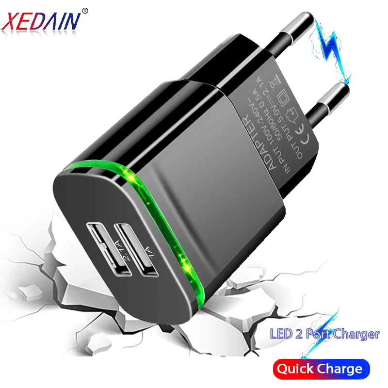 Зарядное устройство XEDAIN с 2USB-портами 5 В 2 1 А для Xiaomi Samsung Iphone 7 8 X XS XR | Мобильные
