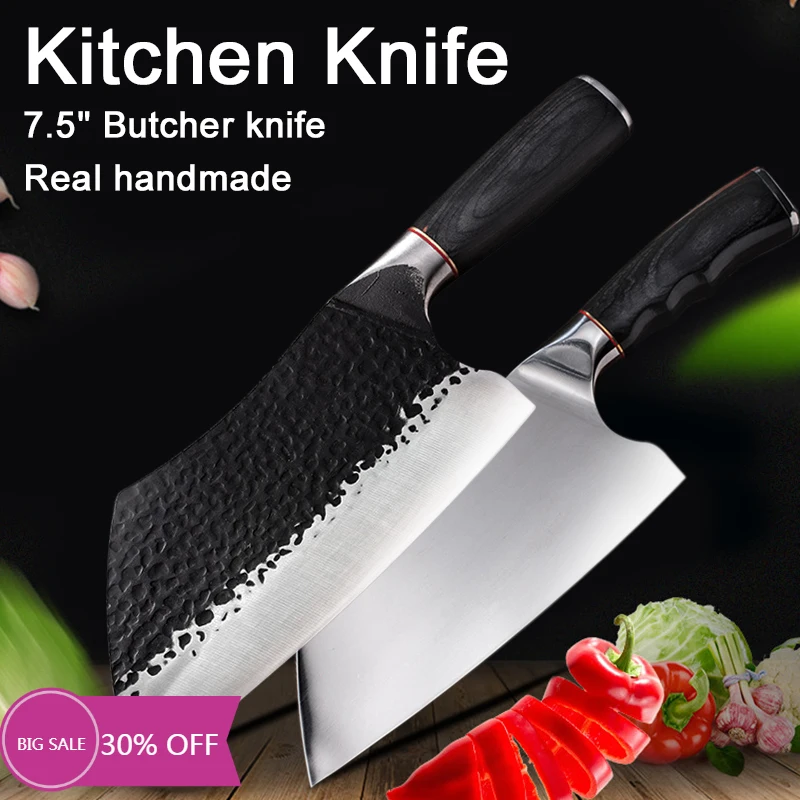 

Chef Knife Forged Stainless Steel Chinese Kitchen Knife for Meat Bone Fish Vegetables Butcher Knife Slicing Cleaver