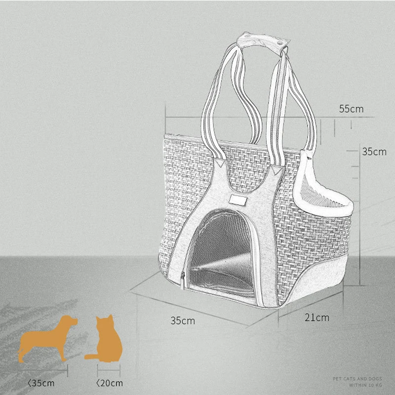 Переносная сумка на одно плечо для домашних животных льняной пляжный Плетеный