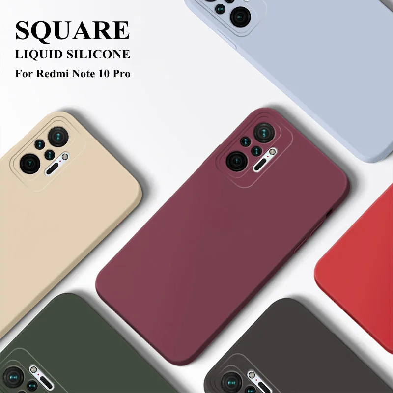 Square Silicone Phone Case For Xiaomi Redmi Note 10 Pro 9 Pro 10s 9s 8 Pro K40 30 20 Mi 10T Pro Poco X3 NFC Mi 11 Lite Back Case