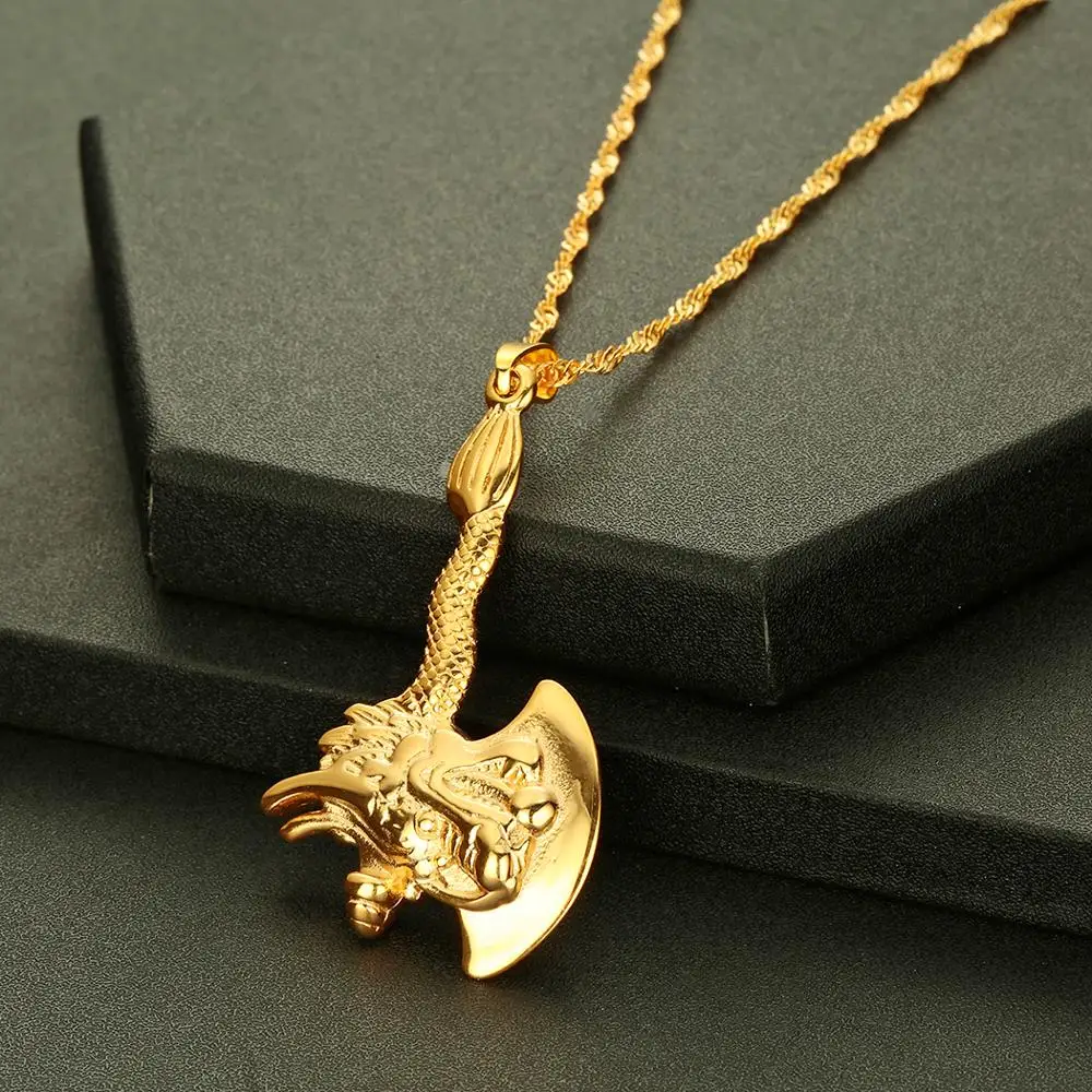 CHENGXUN изящный дракон топор подвеска ожерелья золотое ожерелье для женщин и мужчин