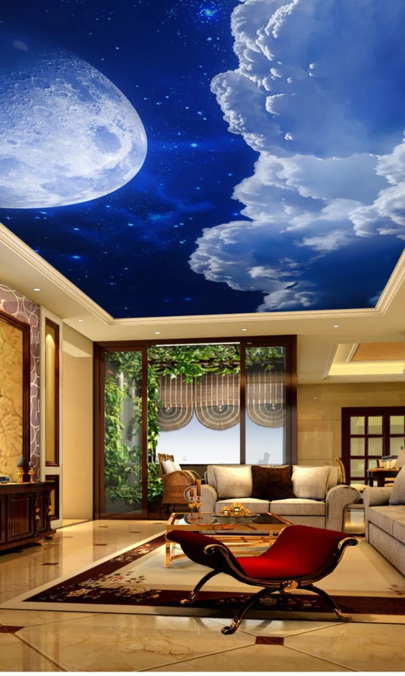 Custom Ceilings Night Sky Moon Cloud Ceiling Mural Paintings Living Room Ceiling Wallpaper Buy At The Price Of 30 00 In Aliexpress Com Imall Com